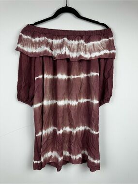 Off-Shoulder Tie-Dye Dress in Mauve and White
